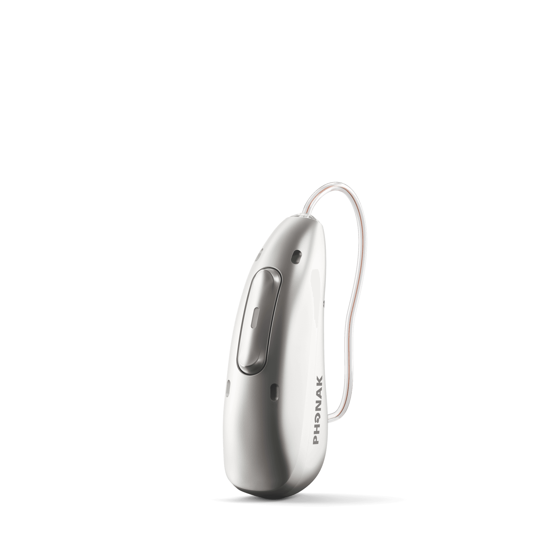 Phonak Audéo receiver-in-canal hearing aid, silver