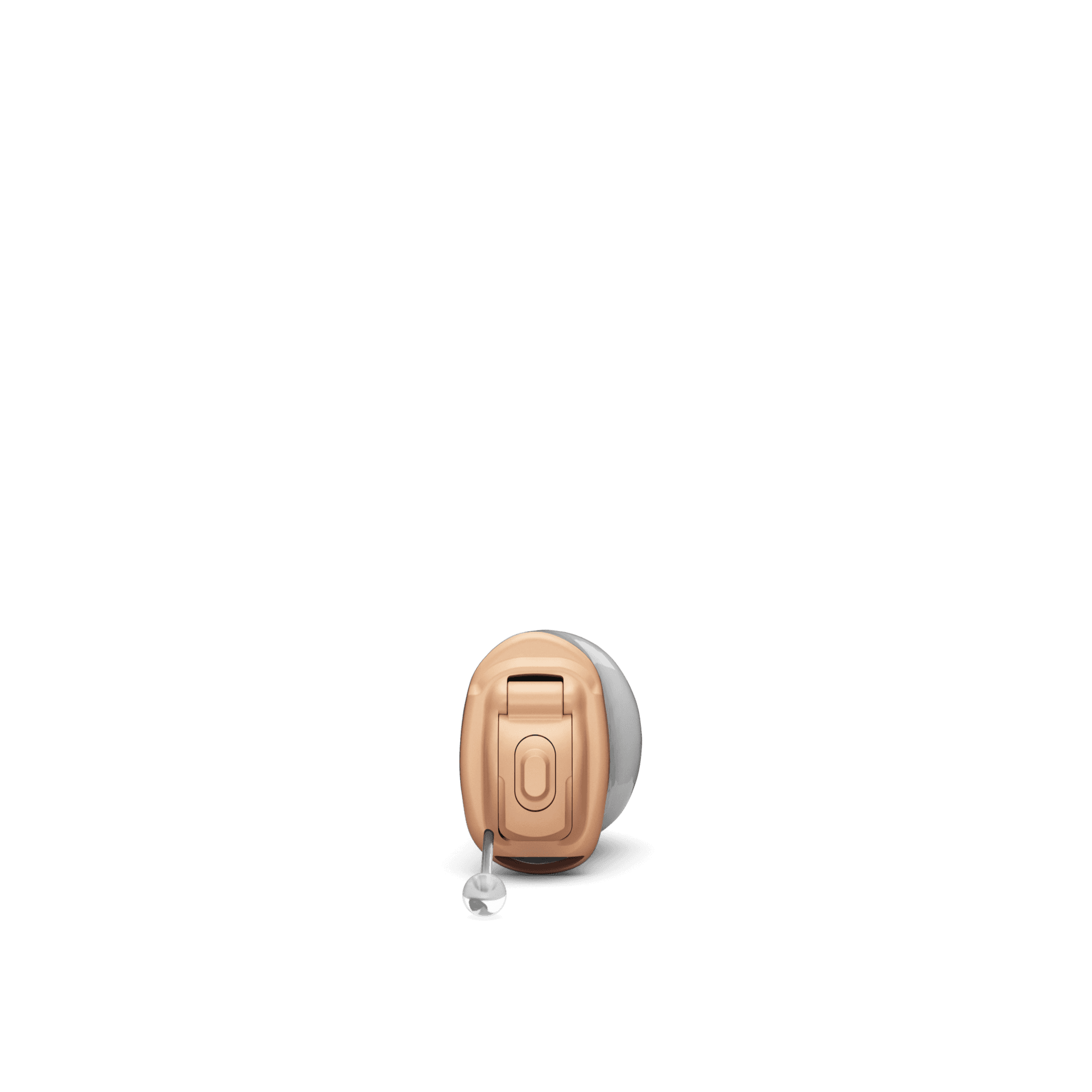 Phonak Virto custom in-the-ear hearing aid, faceplate view