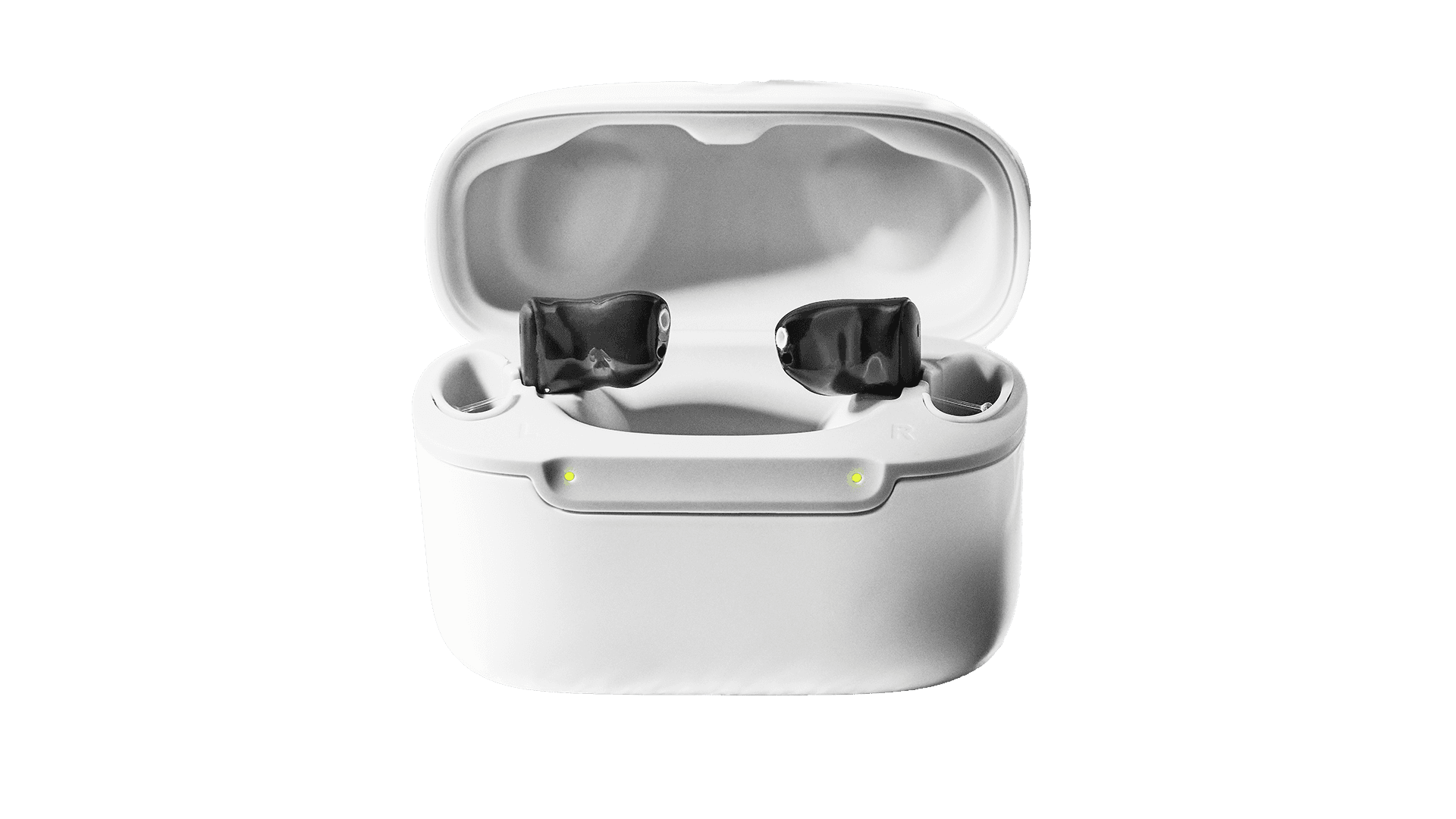 Signia custom in-the-ear pair in the charger