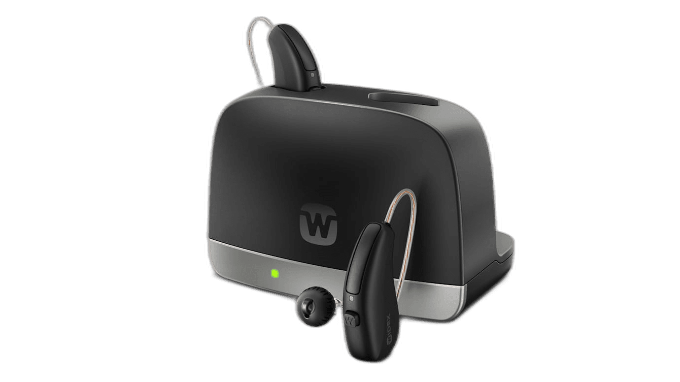 Widex Allure pair in the Widex charger