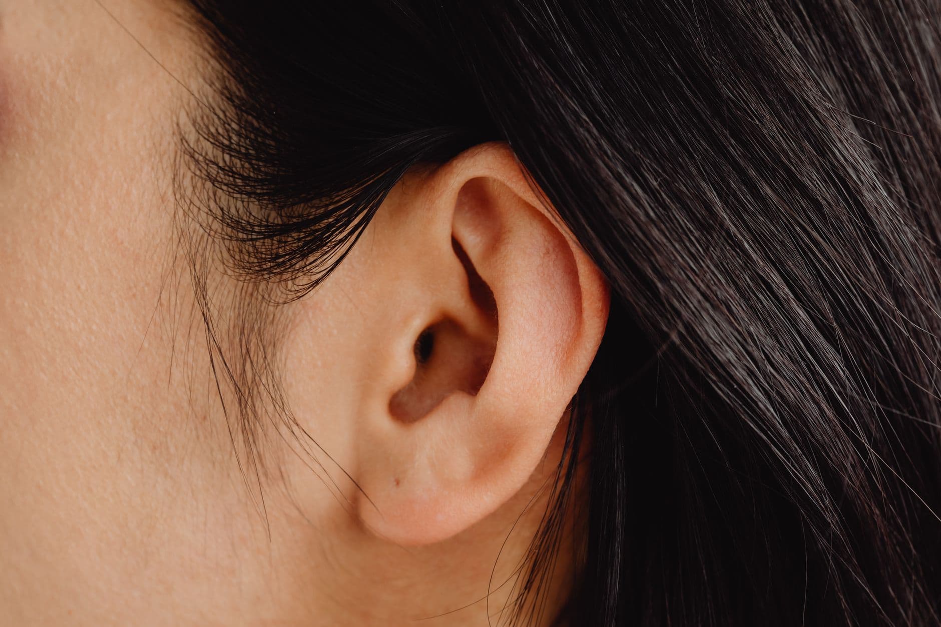Close-up of an adult ear, the shape a custom mould is made to fit