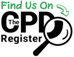 Find Us On The CPD Register logo with a magnifying glass